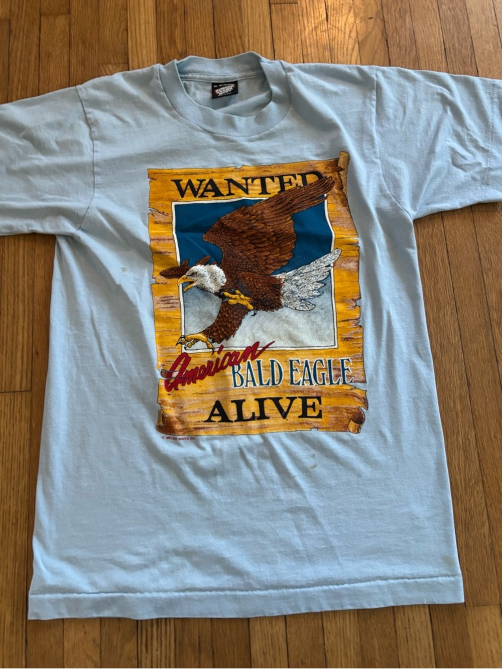 Vintage 1991 Wanted Alive Bald Eagle Single Stitch Screen Stars tshirt Medium